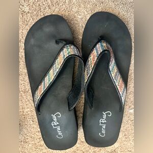 Coral Bay Black and Multicolor Sequin Sandals Size 8